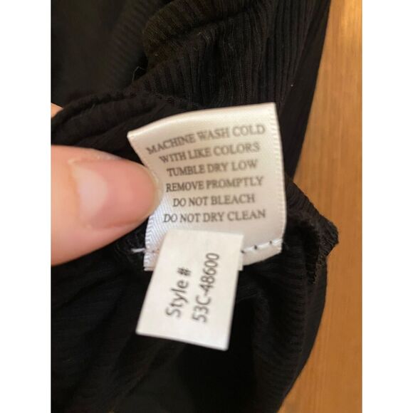Bobi Los Angeles Short Ribbed Cropped Cowl Black Tank Top Stretch Womens Size L - Picture 5 of 7